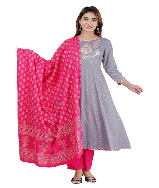 A Beautiful Rayon 140  Fabric kurti. pant and dupatta